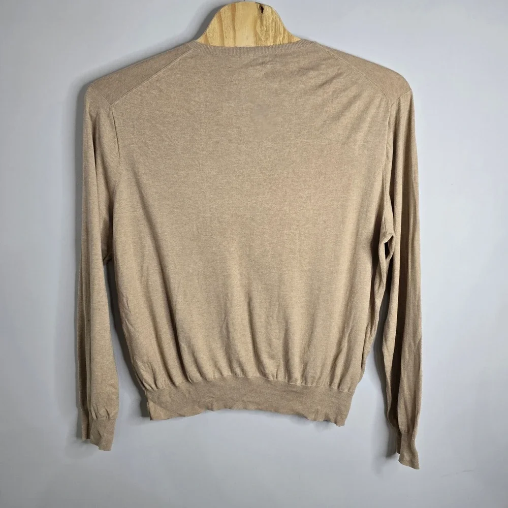 Polo Ralph Lauren Mens‎ Tan V Neck Sweater XXL Pima Cotton Embroidered Logo